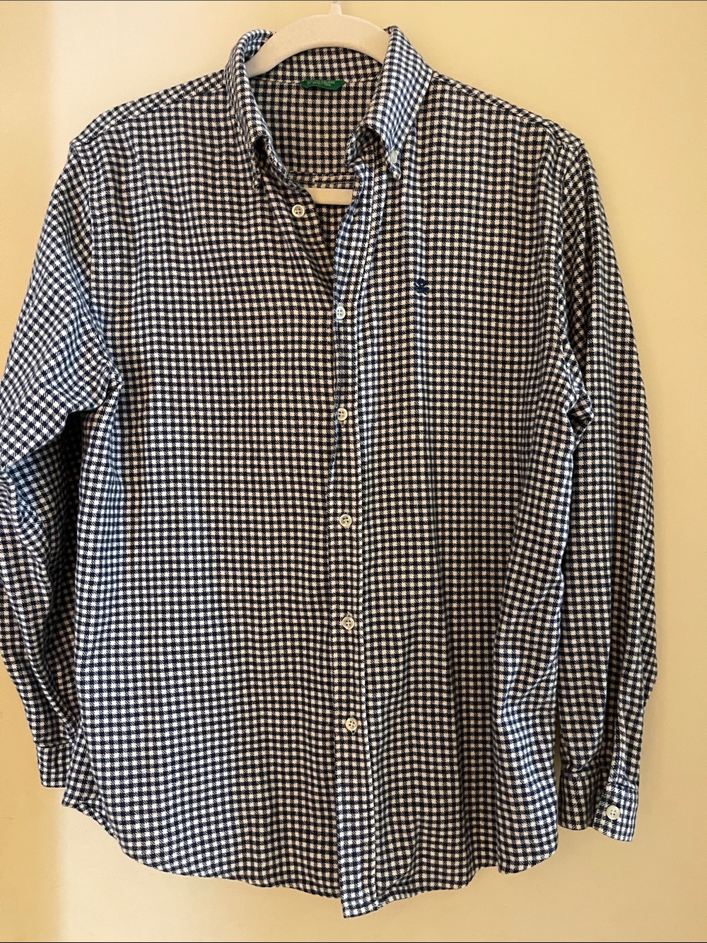 United Colors Of Benetton Navy and White Gingham Button-Down Shirt